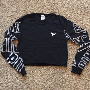 PINK Cropped Long Sleeve Shirt